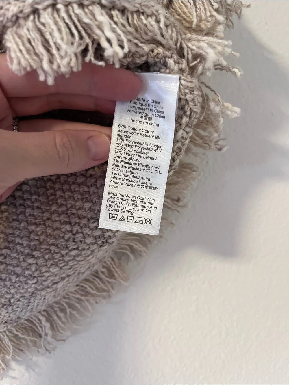 J. Crew Beige Fringe Short-Sleeve Knit Cardigan